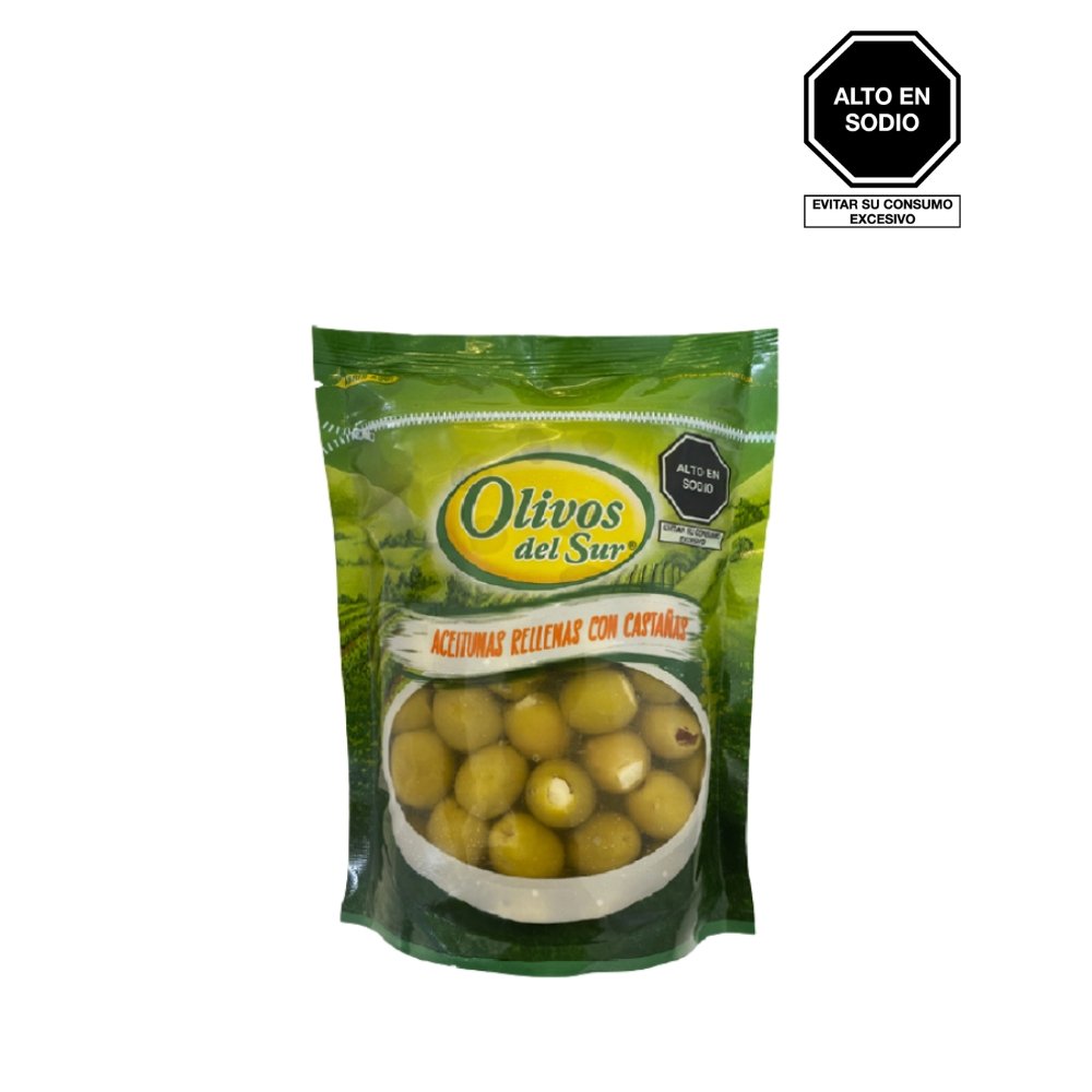 ACEITUNA VERDE RELL CASTAÑA OLIVOS DEL SUR X 1/2KG
