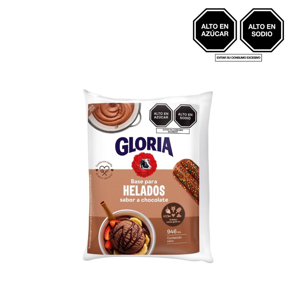 BASE DE HELADO GLORIA SABOR CHOCOLATE BOL X 946ML