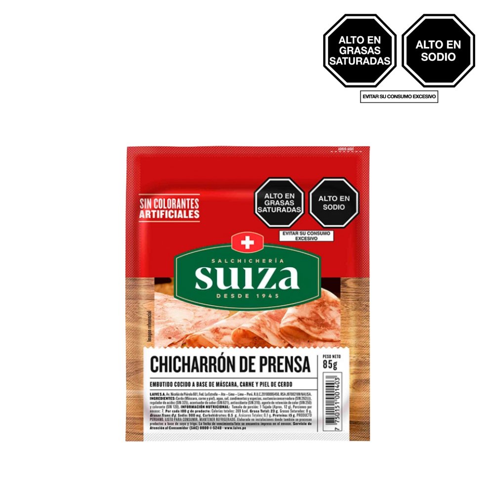 CHICHARRON DE PRENSA SUIZA PAQUETE 85G