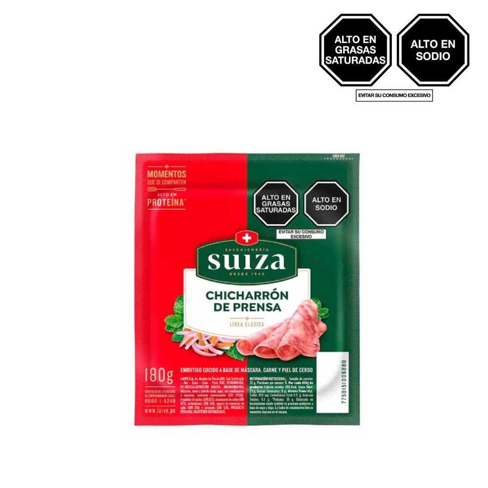 CHICHARRÓN DE PRENSA SUIZA PQT 180G