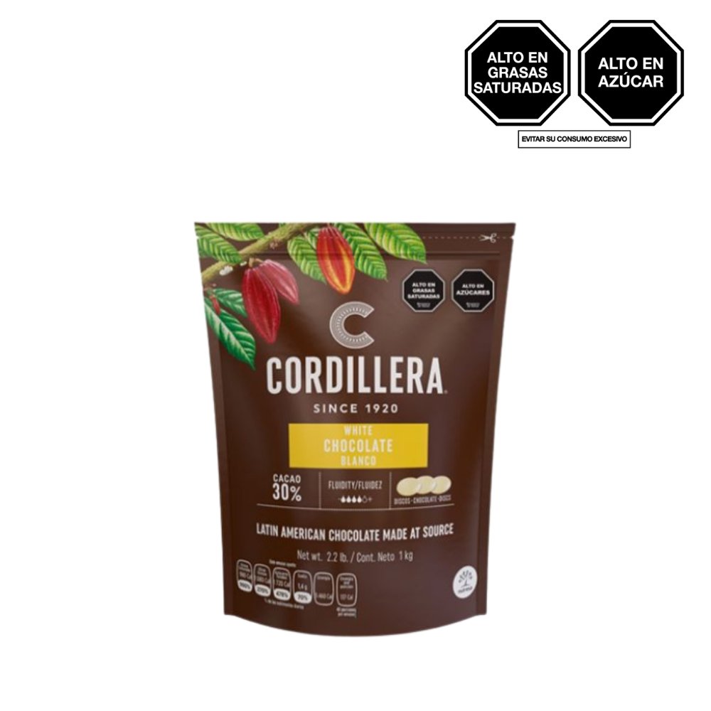 CHOCOLATE BLANCO 30% CACAO CORDILLERA BOLSA X 1KG