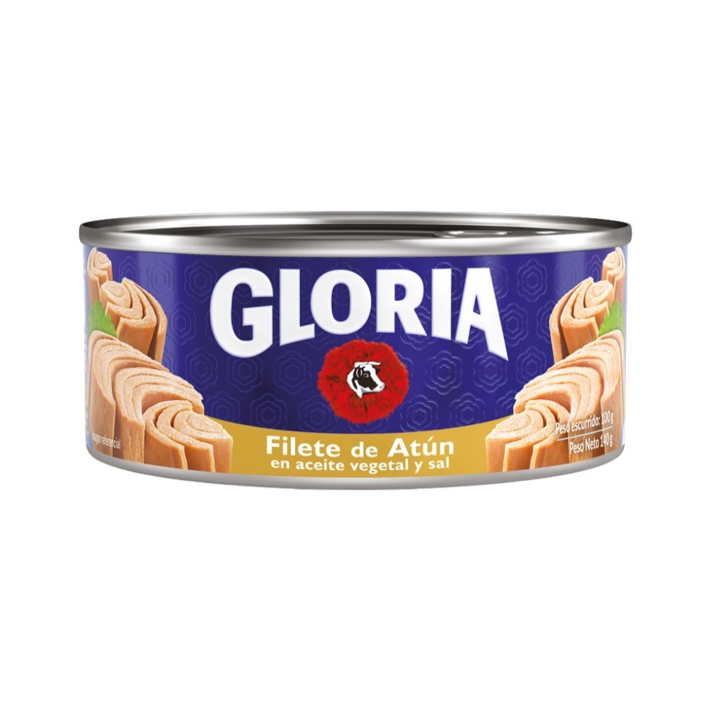 FILETE DE ATUN EN ACEITE VEGETAL Y SAL GLORIA X 140GR