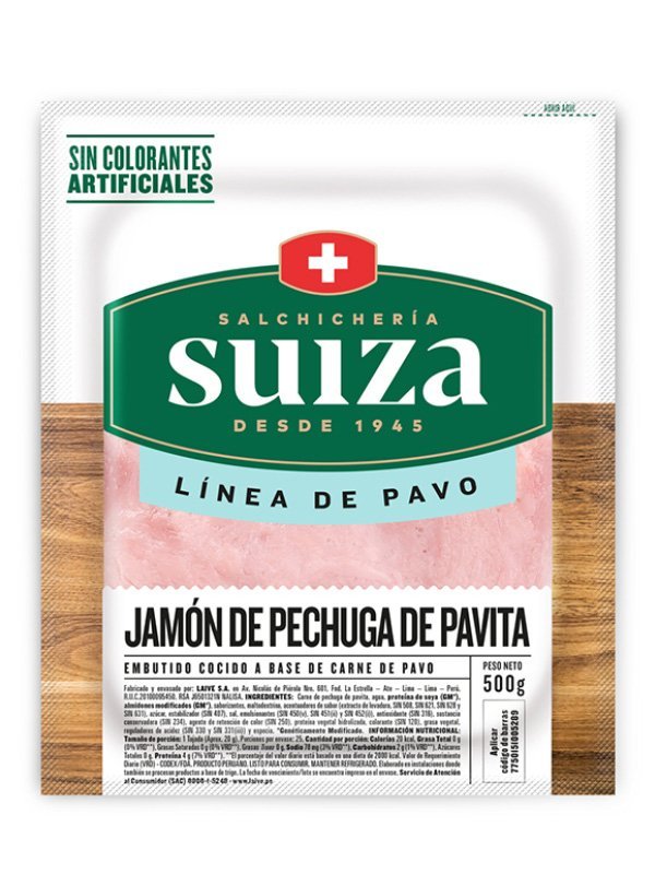 JAMON DE PAVITA SUIZA PAQUETE 500G