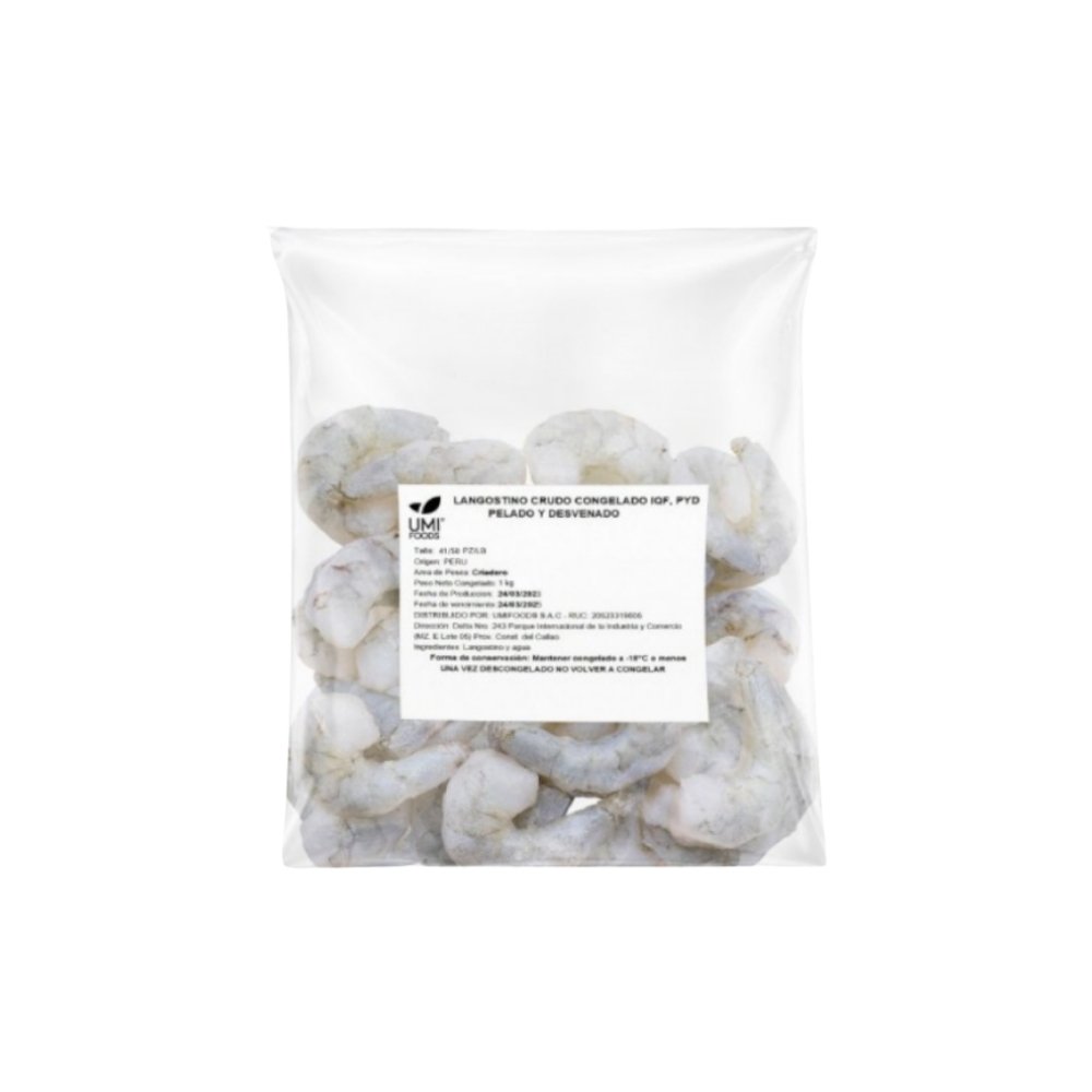 LANGOSTINO CRUDO CONG/PEL/DESVEN 21-25 PZA/LB 1KG