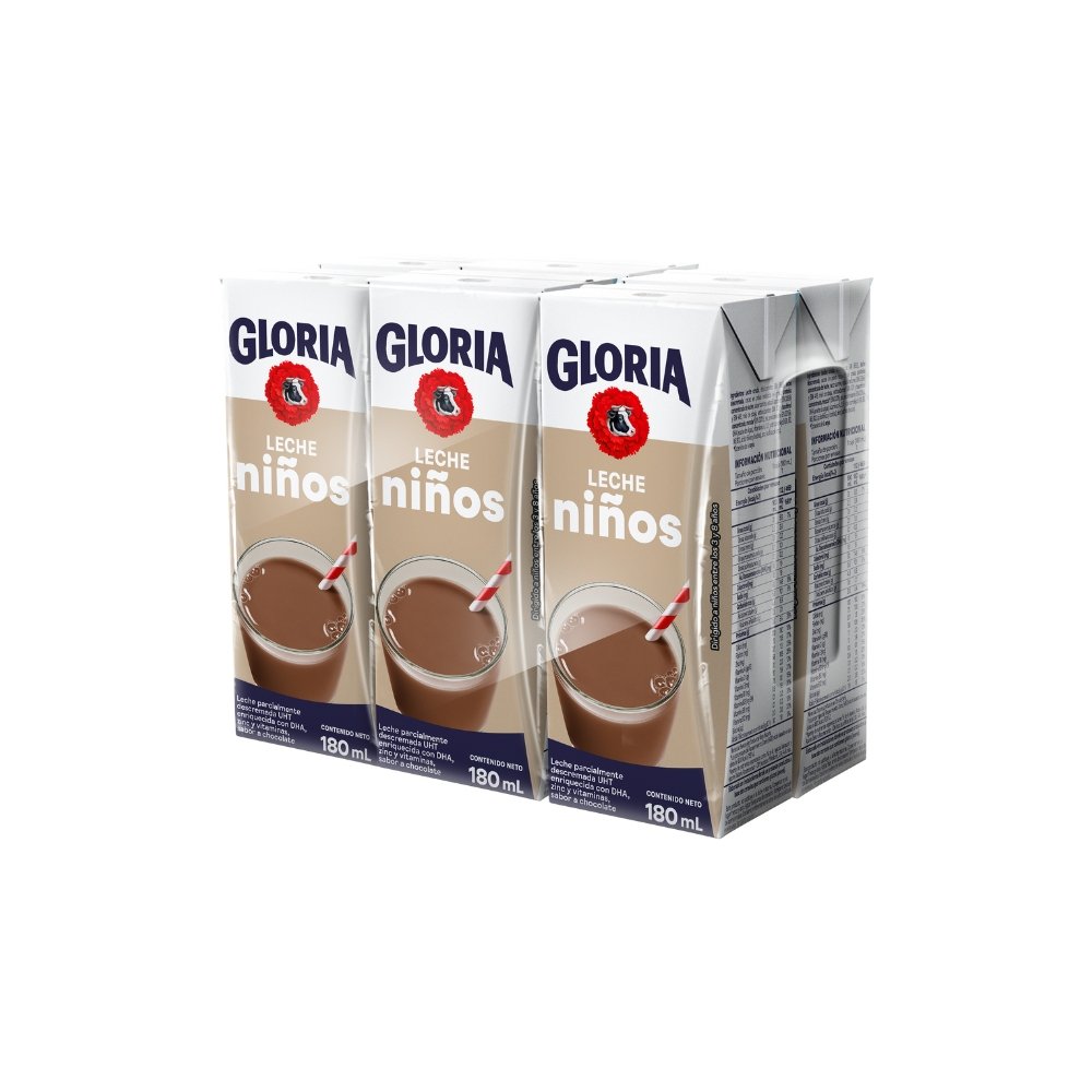 LECHE CHOCOLATADA UHT NIÑO GLORIA 180ML SIXPACK