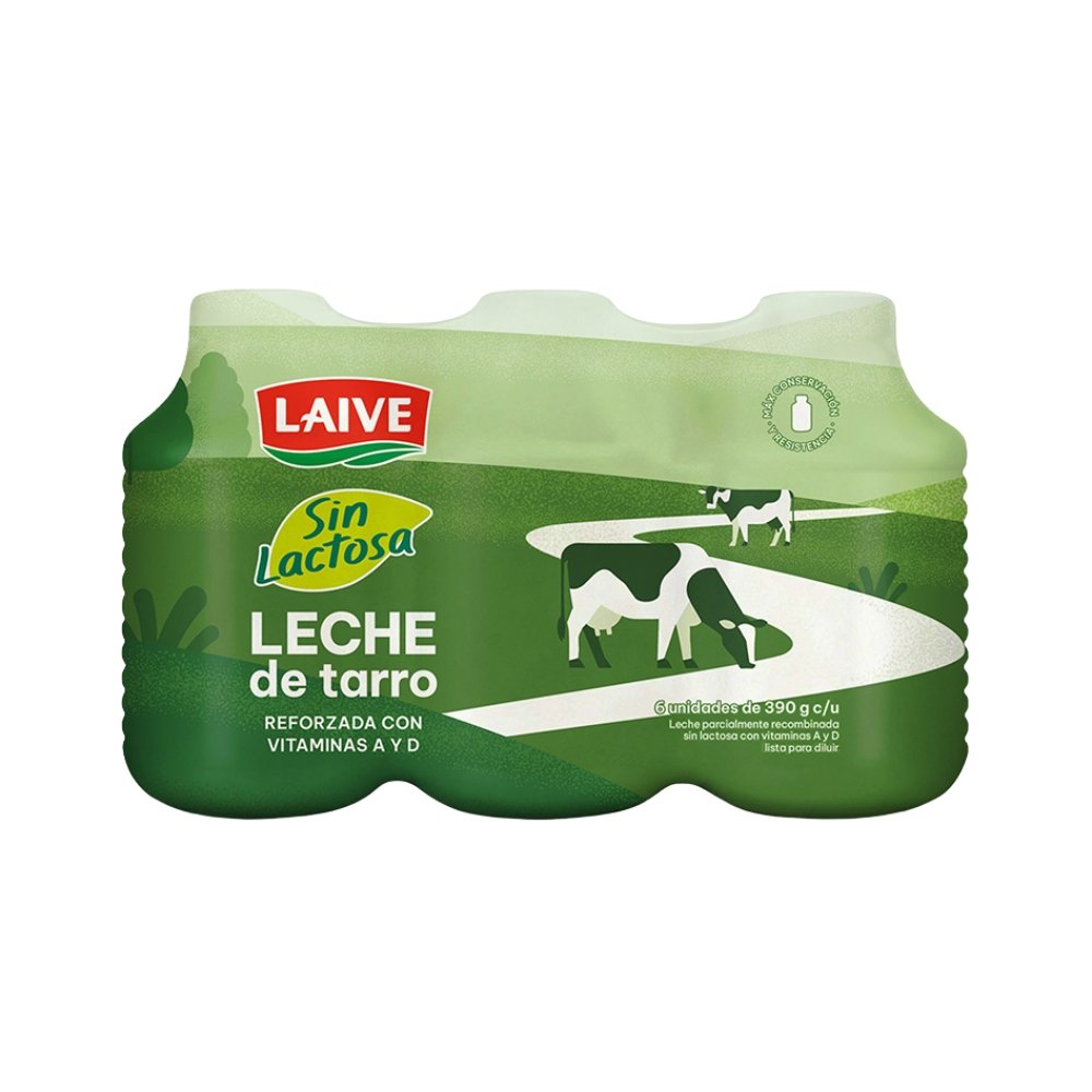 LECHE LAIVE SIN LACTOSA BOT 390G SIXPACK