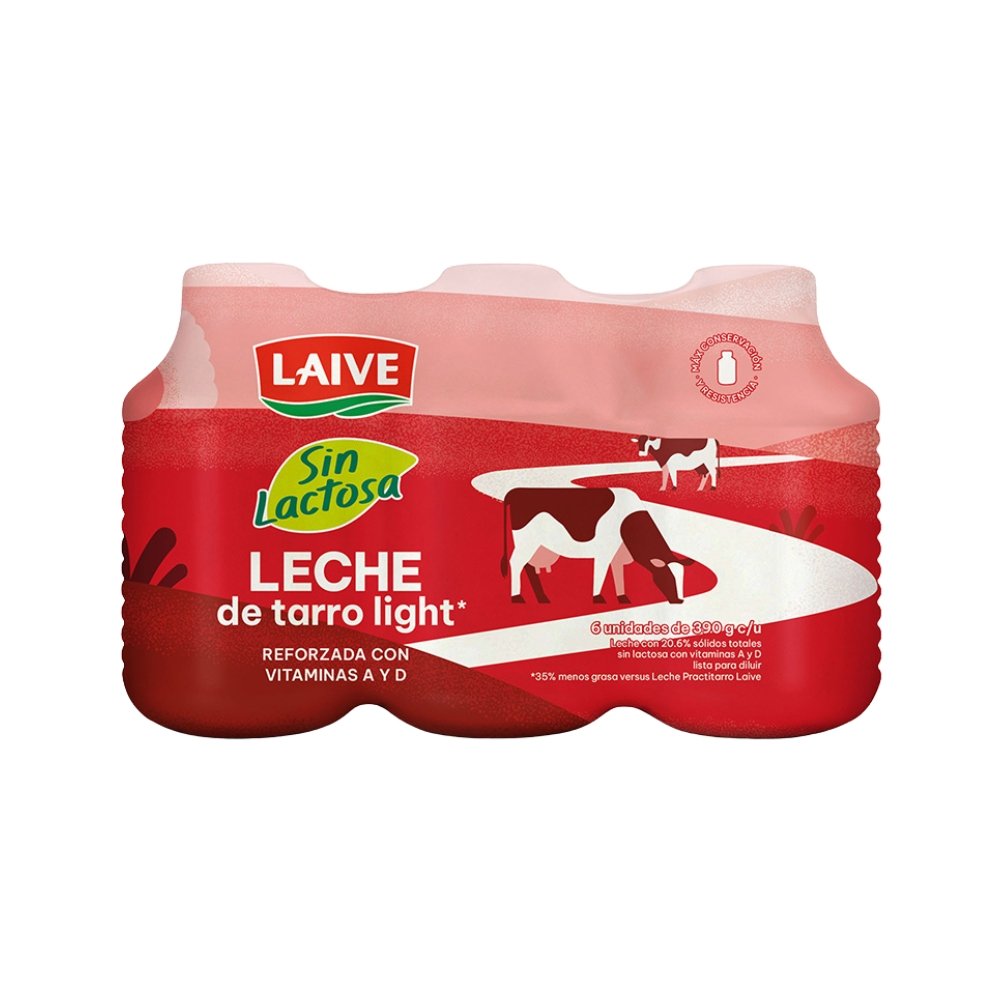 LECHE LAIVE SIN LACTOSA LIGHT BOT 390G 6PACK