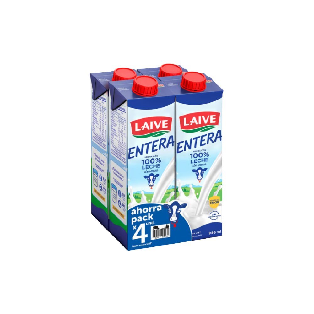 LECHE UHT ENTERA LAIVE CAJA 946ML FOURPACK