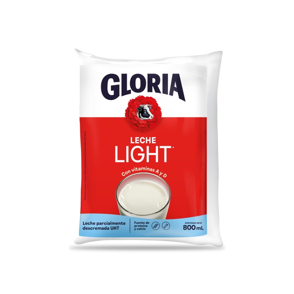 LECHE UHT LIGHT GLORIA BOLSA X 800ML