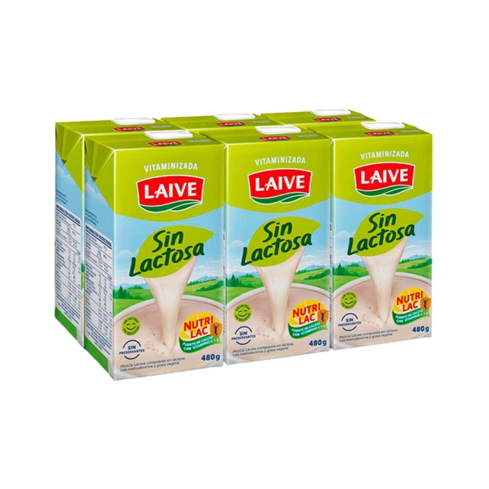MEZCLA LACTEA SIN LACTOSA LAIVE CAJA 480G SIXPACK