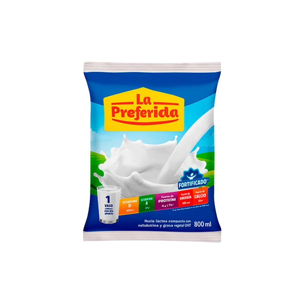 MEZCLA LACTEA UHT LA PREFERIDA BOLSA 800ML