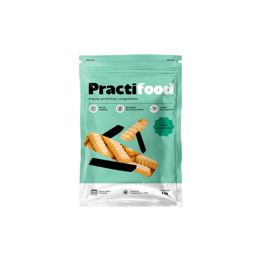 PAPA ONDULADA PREFRITA CONGELADA PRACTIFOOD 12 MM BLS X 1 KG.
