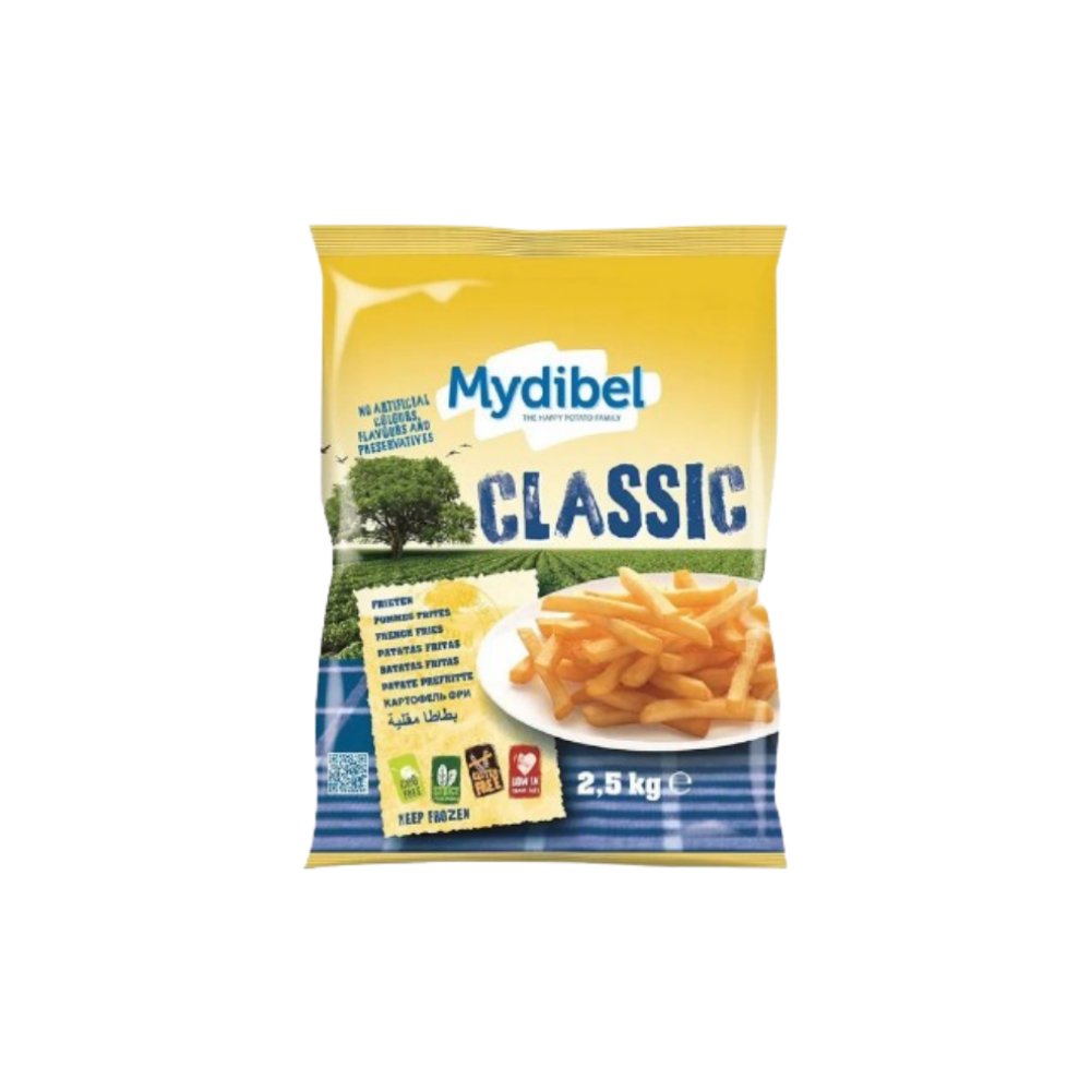 PAPAS RECTAS PREFRITAS MYDIBEL 11MM BOLSA X 2.5 KG