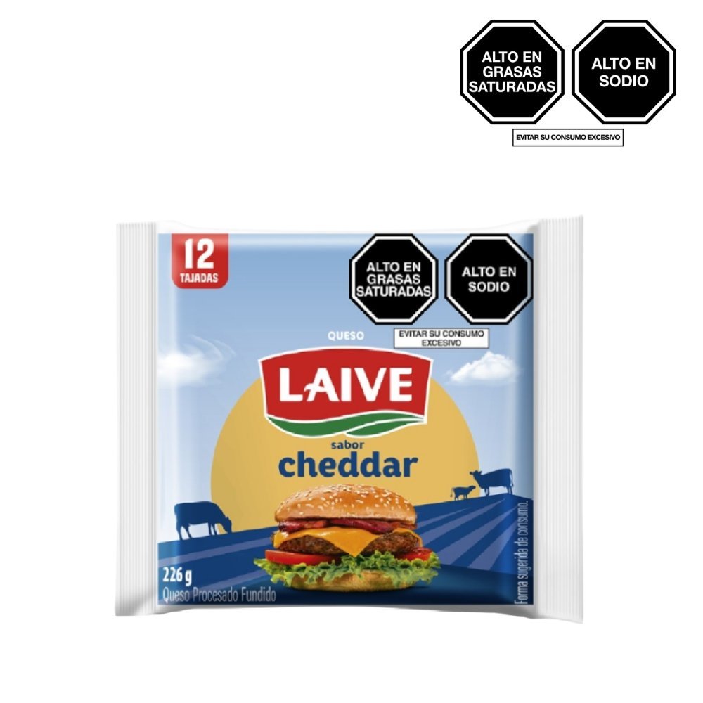 QUESO CHEDDAR LAIVE PAQUETE 12 TAJADAS