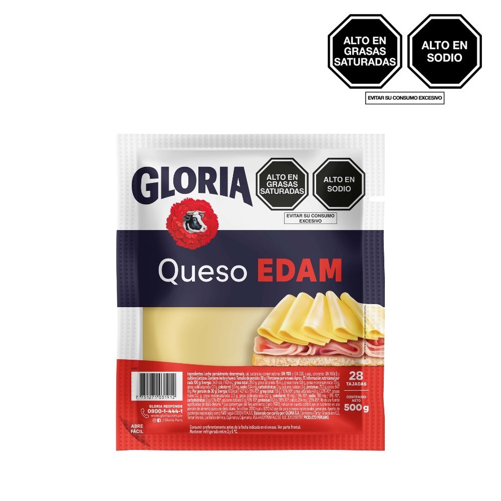 QUESO EDAM GLORIA TAJADAS X 500 GR