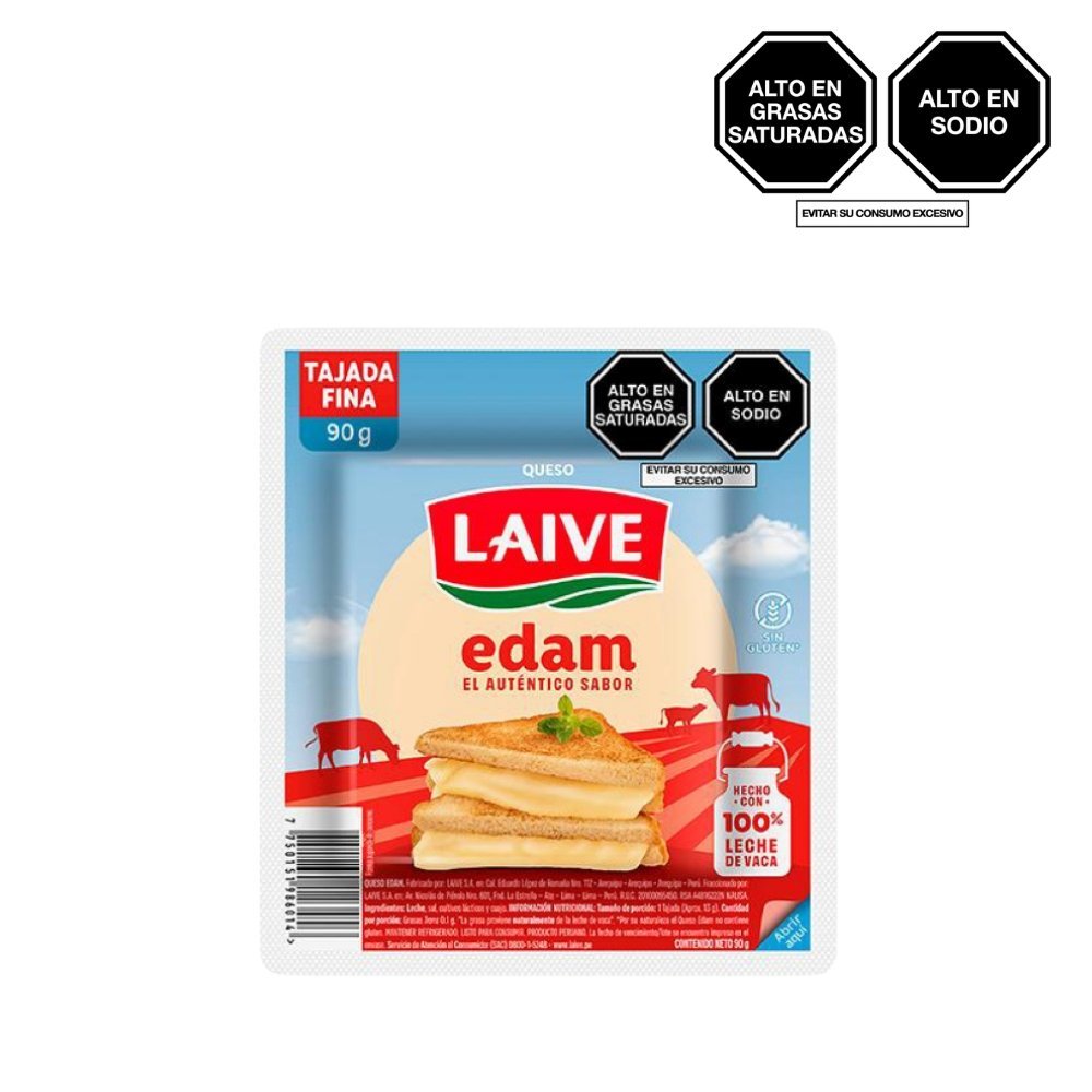 QUESO EDAM LAIVE TAJADAS FINAS PAQUETE 90G