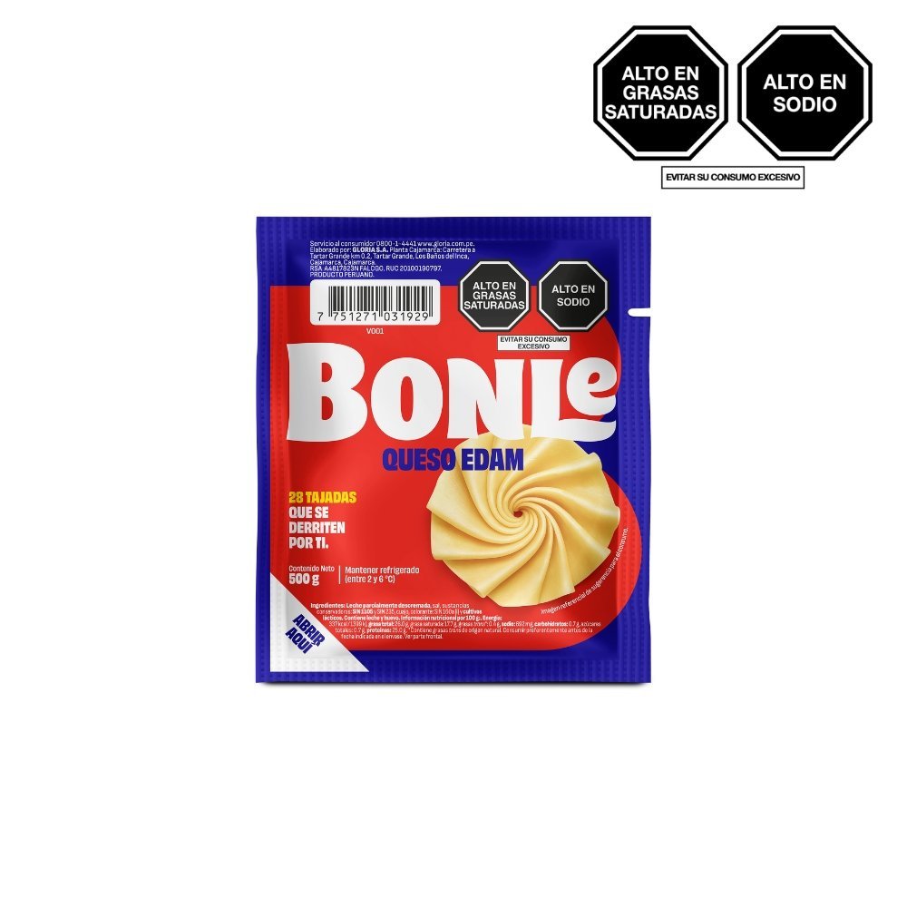 QUESO EDAM TAJADAS BONLE 500G TAJADAS