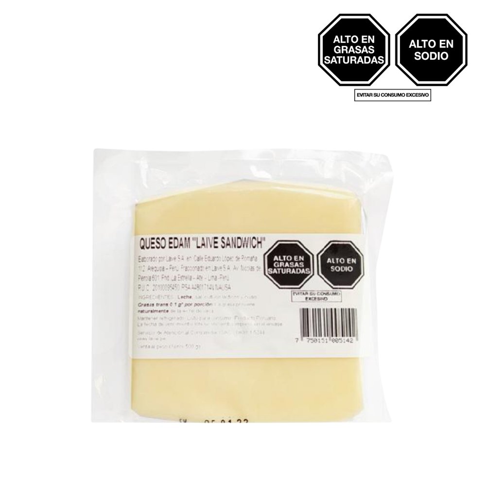 QUESO LAIVE EDAM SANDWICH (S/I) PAQUETE 500G