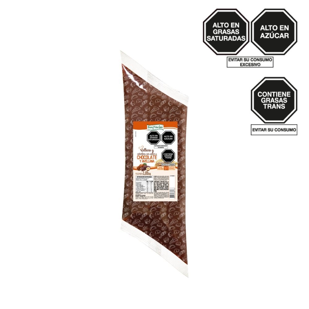 RELLENO Y COBERTURA BOM PRINCIPIO SABOR CHOCOLATE Y AVELLANAS X 1.01KG