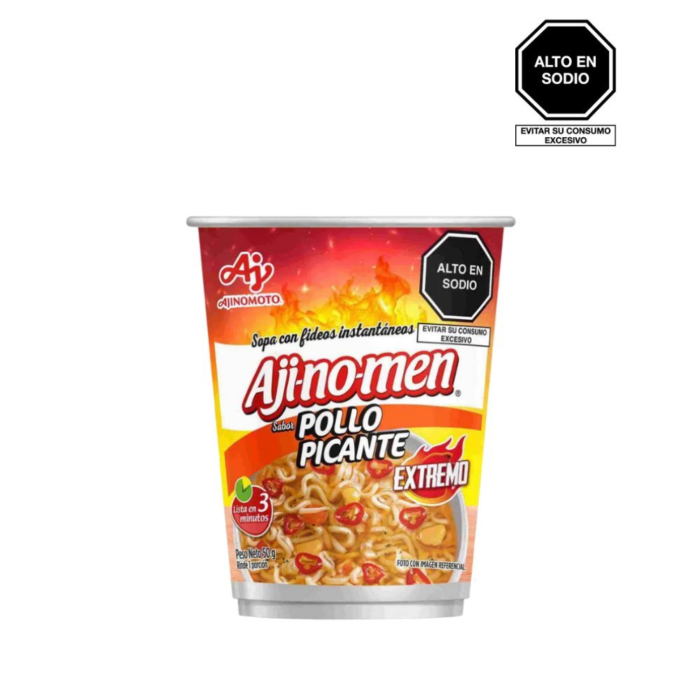 SOPA INSTANTANEA AJI-NO-MEN POLLO PICANTE VASO 50G