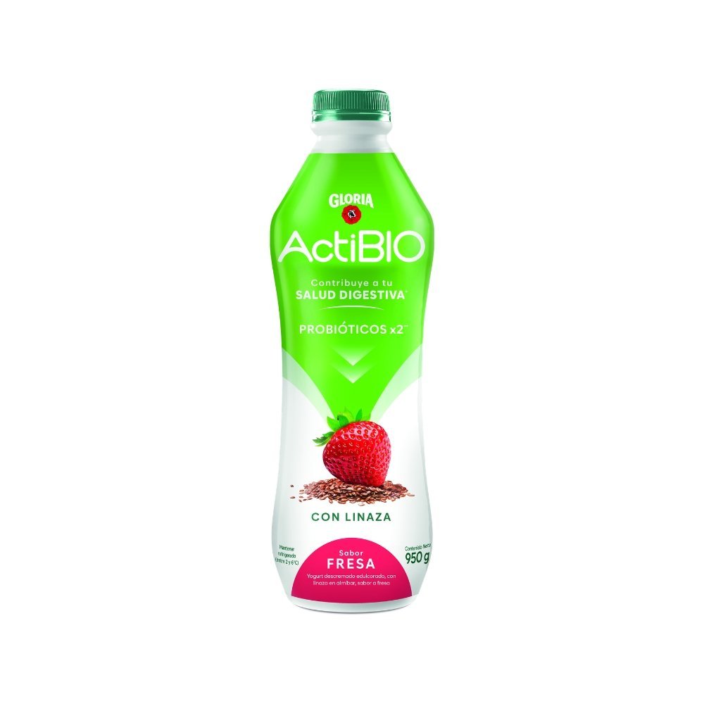 YOGURT ACTIBIO GLORIA SABOR FRESA CON LINAZA BOT X 950GR