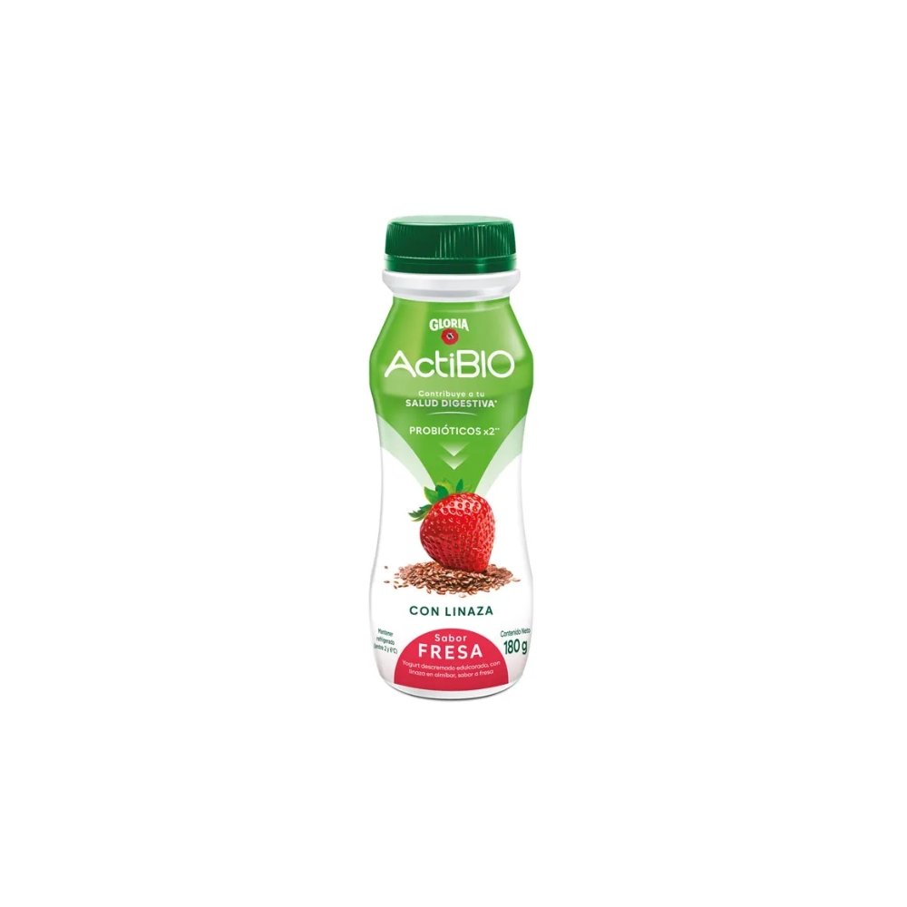 YOGURT ACTIBIO GLORIA SABOR FRESA CON LINAZA BOT X180GR