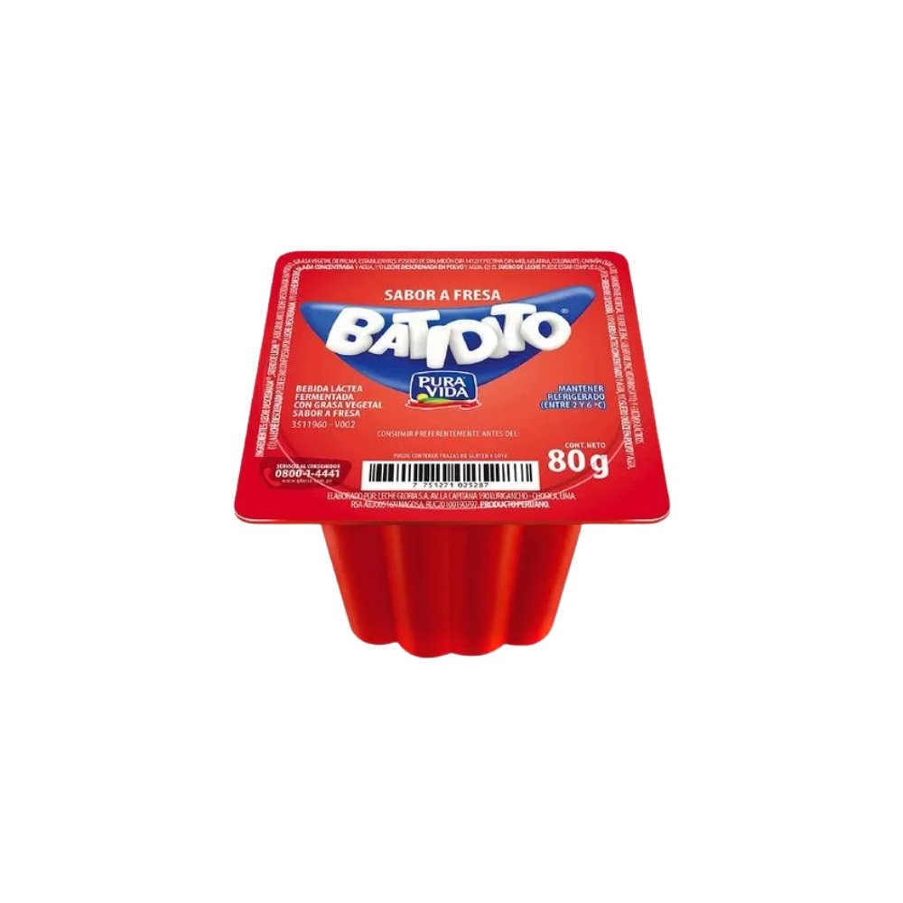 YOGURT BATIDITO PURA VIDA SABOR FRESA VASO X 80G