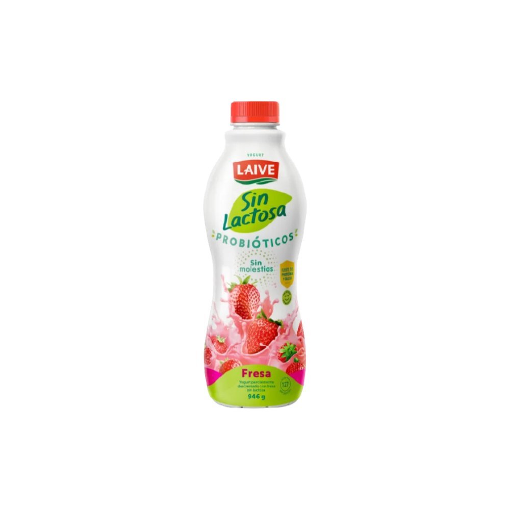 YOGURT SIN LACTOSA PROBIOTICO LAIVE FRESA BT 946ML
