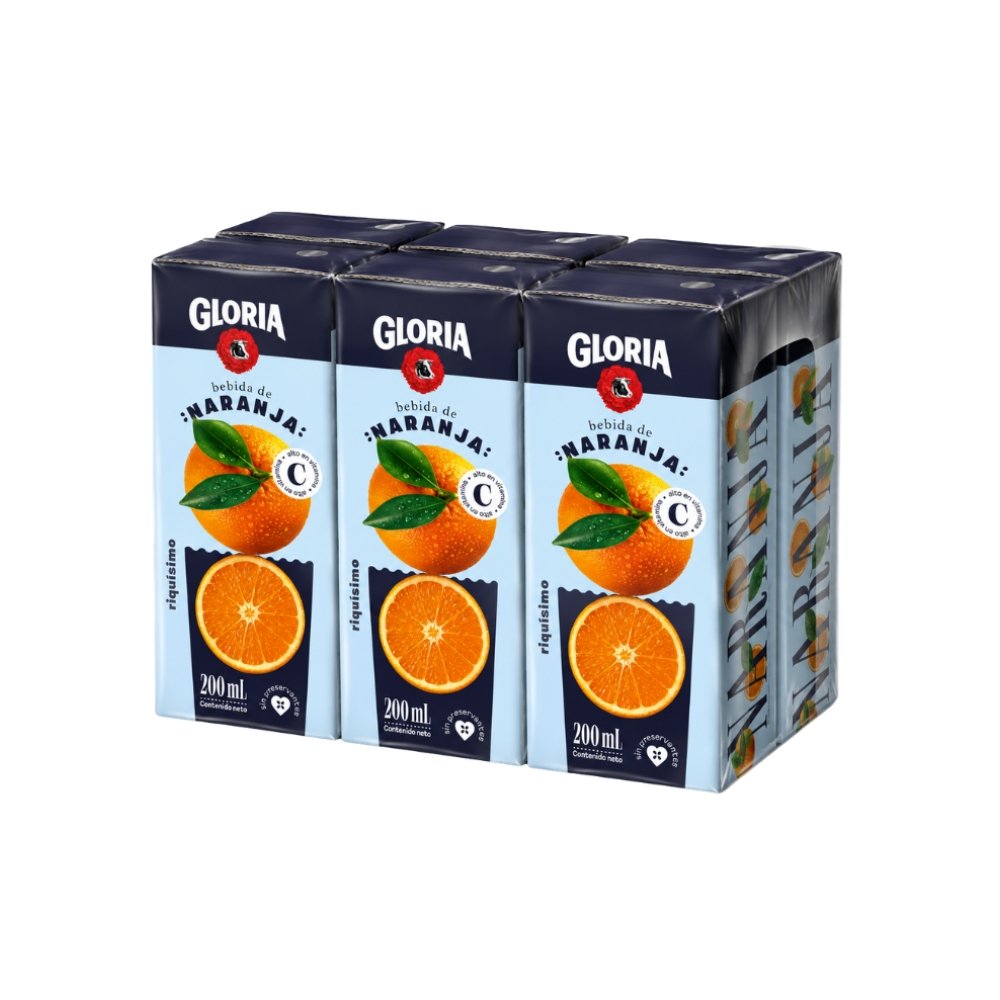 BEBIDA DE NARANJA GLORIA CAJA X 200ML SIXPACK